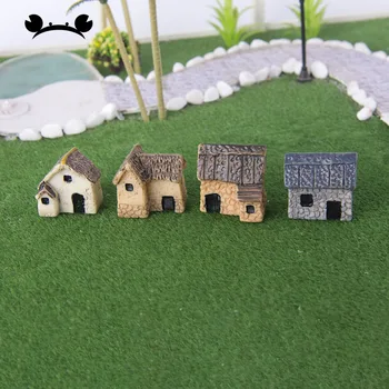 3pcs Miniatűr Kertészeti Táj Micro Falu kőházak Miniatűr Ház Nádtetős Kunyhó Kerti Dekoráció