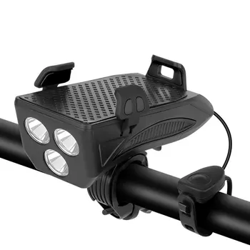 4 Az 1-ben Kerékpár Lámpa Esővédő USB Töltés LED MTB Fényszóró Első Lámpa Kerékpár Első Lámpa A Horn Telefon Jogosultja