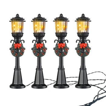 4 Db Mini Karácsonyi Lámpa Vonat Lámpa Miniatűr Lámpa, Dekorációs Világítás DIY Babaház Falu Út