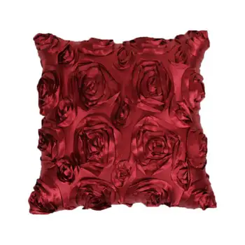 40 x 40cm Tér 3D Rose Dekoratív Párnák Szilárd Színű Szatén Virág Párnát Fedezze párnahuzat Valentin Napi Ajándék