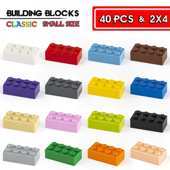 40pcs épület-blokk, 2x4 dot oktatási kreativitás kis szivárvány tégla kompatibilis márka épület-blokk, a gyermekek játék