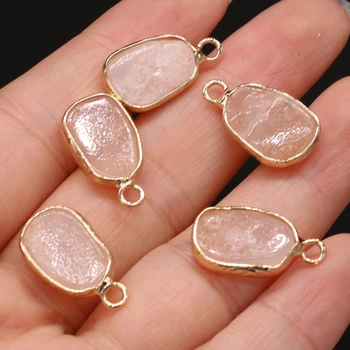 5 DB Természetes féldrágakő Kő Medálok Rózsaszín Aventurine DIY Ékszer Készítés Ajándék, Kézzel készült Kiegészítők