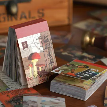 50 Lap Retro Írószerek Matrica Könyv Kreatív Mini Dekoráció Füzet DIY Naplózó Emlékeztető Anyag