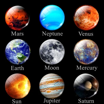 50MM Nyolc Bolygó Hűtő Mágnes Teljes Hold Föld a Naprendszer Bolygója Univerzum Galaxy Köd Csillag Hűtőmágnesek lakberendezés