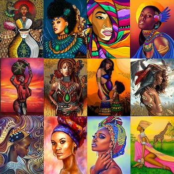 5D DIY Gyémánt Festmény Afrikai Nő Teljes Kör Gyémánt Hímzés Mozaik Portré keresztszemes Készlet Art lakberendezés Kézműves