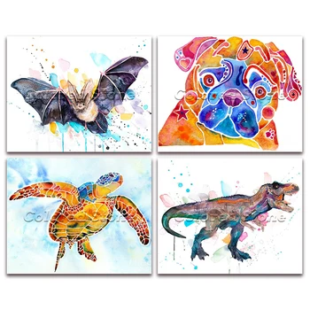 5D Teljes Négyzet Gyémánt festmény hímzés, keresztszemes Állatok Bat kutya, teknős dinoszaurusz 3D DIY Kerek Gyakorlat Rajz mozaik 336