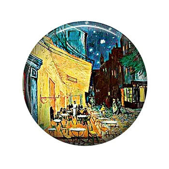 5db/sok Van Gogh Kávézó Terasz Művészeti 25mm-es Kerek Üveg Cabochon DIY A Medál Nyaklánc Tartozékok