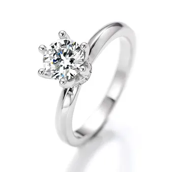 6 Karom Moissanite Esküvői Gyűrű 1ct D Szín 925 Sterling Ezüst Kerek Vágott Női Gyűrű Hölgy, Eljegyzés, Évforduló 4.25-7.5 inch