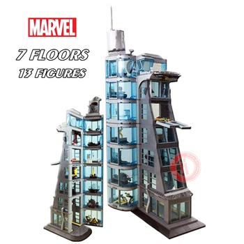 7 EMELET Marvel Avengers Torony Pókember, vasember Hősök Stark Torony Thanos Thor Adatok Streetview Épület-Blokk Tégla Ajándék Játék