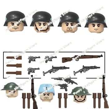 7db/sok WW2 Katonai építőkövei Mini Katonák Adatok a Fegyver, Fegyver, Gránát, Sisak Kiegészítők, Tégla Játékok