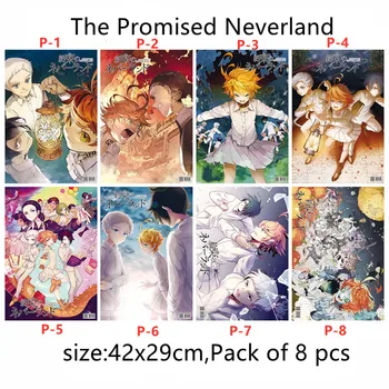 8 DB/SOK Anime A Megígért Sohaország Dombornyomás Poszter játékok Méret 42x29 cm ajándékok
