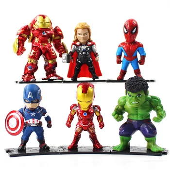 9cm 6db/sok Angyalok Végtelen Háború Amerika Kapitány, vasember, Hulk, a Pókember Hulkbuster Thor PVC Ábra Gyűjthető Modell Játékok