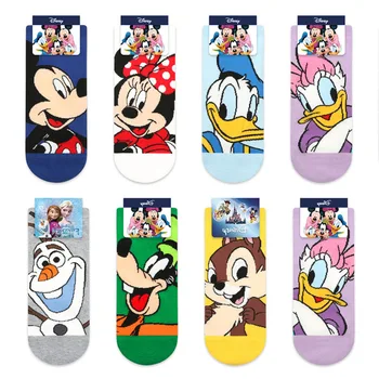 A Disney-1 db női zoknik rajzfilm nyomtatási baba Mickey/Minnie/Ostoba/Daisi pamut zokni aranyos aranyos színű, pamut zokni
