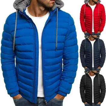 A férfiak Télen Meleg Puffer Buborék Kapucnis Dzseki Kabát, Steppelt Párnázott Outwear Maximum AU