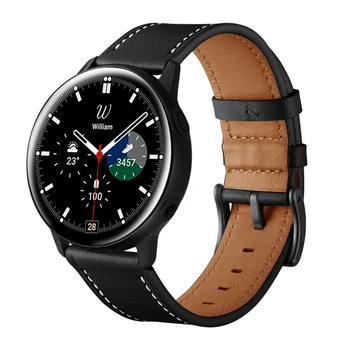 a Galaxy Watch4 Klasszikus 46mm 42mm Zenekar 20mm 22mm Valódi Bőr Karkötő Karkötő Samsung Galaxy Óra 4 44 mm 40 mm-es Heveder