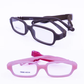 A kiskereskedelmi eladások 689 gyerekek környezeti TR90 hajlítható biztonsági téglalap progresszív szemüveg keret, állítható pánt