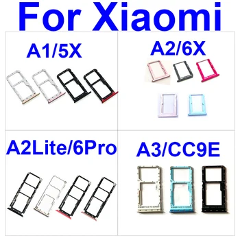 A Sim-Kártya Tálcát tartó Xiaomi Mi A1 A2 Lite A3 5X 6X CC9e Redmi 6 Pro Sim-kártyaolvasó Slot Adapter Aljzat Javítása Alkatrész