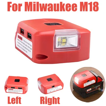 Akkumulátor Adapter LED Lámpa Milwaukee M18 18V Akkumulátor Dual USB 5V/2.1 A DC Port 12V/2A Hordozható Lámpa LED-es munkalámpa