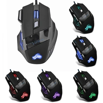 ALLOYSEED Computor Egerek Vezetékes Gaming Mouse 7-Es Gomb Háttérvilágítás 5500 DPI, 4-Fokozatú, Állítható Optikai Egér Gamer PC