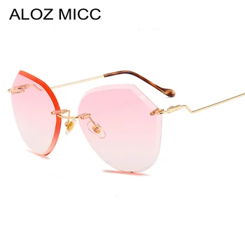 ALOZ MICC Luxus Keret nélküli Női Napszemüveg Márka Tervezője Vintage Macska Szeme Gradiens Fém napszemüvegek Nők Nyári oculos Q554