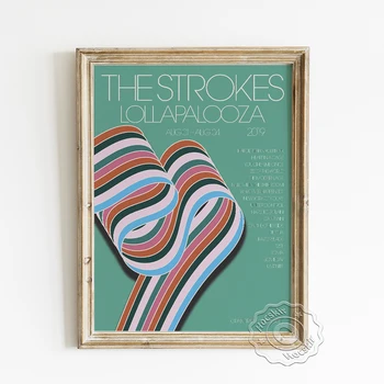 Amerikai Alternatív Rock Banda A Stroke Koncert Plakát, Vintage Nyilvánosságot, Művészi Nyomatok, Színes Szalag Geometriai Alakzat Wall Art
