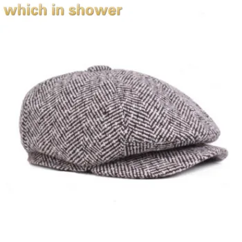 ami a zuhany meleg téli de kap alkalmi csíkos sapkát a régi emberek snapback kalap nagyapa lapos sapka gyapjú tetőzött bonnet