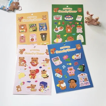 Aranyos Candy Medve Sorozat Matrica Dekoráció Napló Album Scrapbooking Papír 4 Stílusok Kreatív Álló Iskolai Felszerelés