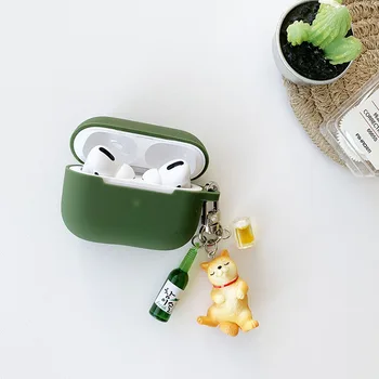 Aranyos Corgi Kutya Sört Kulcstartó Dekoráció Zöld Fejhallgató Esetében Az Apple AirPods 1 2 Pro 3 A Bluetooth Puha Szilikon Fülhallgató Burkolata
