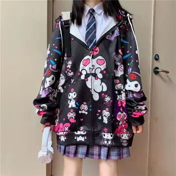 Aranyos Kuromi Sanrio Plüss JK Kabát Összes Mérkőzés Kapucnis Pulóver kitömött állatokra gerjed Rajzfilm Aranyos Anime Plüss Játékok Lányoknak Születésnapi Ajándék