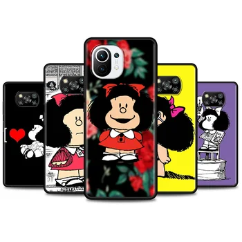 Aranyos Mafalda Telefon Esetében A Xiaomi 11X Pro 11 Ultra 11azt 10T 10-es Lite 9T 9 SE 8 Para TPU Ház Fekete Ujja