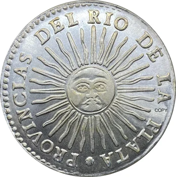 ARGENTÍNA Érme 1826 Rio de la Plata, AR 8 reales Cupronickel Bevonatú Ezüst Érme Másolata