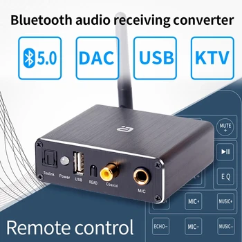 Audio DAC Dekóder Adapter Bluetooth 5.0 Vevő Amp U-lemez Lejátszó KTV mikrofon Adapter Optikai, Koaxiális, Hogy Analóg Átalakító