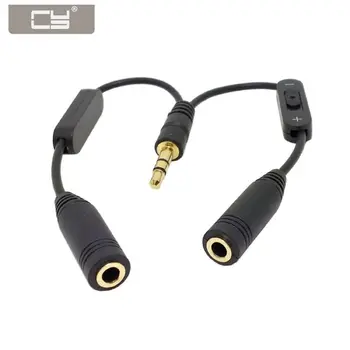 Audio Fejhallgató-Elosztó Adapter Kábel Cy 3,5 mm-es Dupla Férfi Nő A Hangerő gomb Sztereo