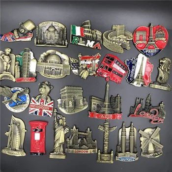 Belgium hűtőmágnes Dekoráció Franciaország USA Brit Olaszország, Dubai, India, Izrael 3D-s, Fém Hűtőmágnesek Turisztikai Mágnesek ajándék Ajándékok