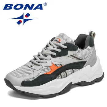BONA 2021 Új Tervezők Népszerű Cipők Férfi Vulkanizált Cipő Air Mesh Férfi Könnyűsúlyú Alkalmi Cipő Férfi Szabadidő Kényelmes Footware