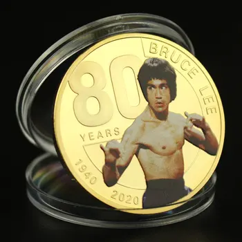 Bruce Lee A 80-adik Évfordulóját Aranyozott Emlékérme Kínai Sárkány Fém Kihívás Érme Gyűjtemény, Emlék Érme