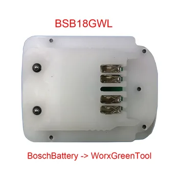 BSB18GWL Szerszám Adapter Átalakító Használata bosch 18V Li-ion Akkumulátor WORX Zöld Nagy Láb, Elektromos Fúró, Csavarhúzó, Kalapács