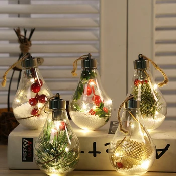 Christmas Tree Decor tündérfény Átlátszó LED-es Világító Éjszakai Fény Labdát Lógó Medál Haza Új Év Karácsonyi Díszek
