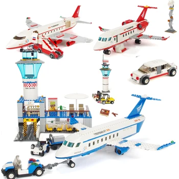 City Nemzetközi Repülőtér Nagy Utasszállító Repülőgép Repülőgép Építőkövei Közgyűlés Oktatási Tégla Játékok Ajándékok