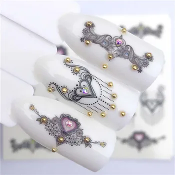 Coloful nyaklánc virág, pillangó tetoválás nail art dekoráció DIY manikűr ultra vékony köröm fóliák víz transzfer matrica FW042