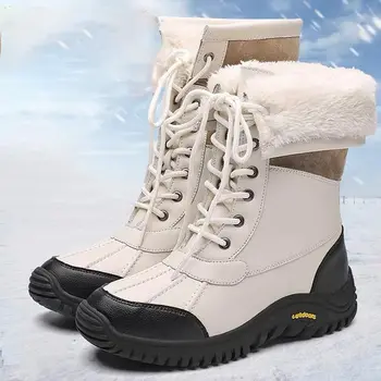 Csizma női cipő 2022 szabadtéri plusz bársony téli hó csizma női vastag vízálló alkalmi csipke plus size női csizma
