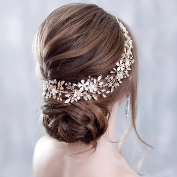 Divat, Esküvői Virág Kristály Hajpánt Strasszos Haj Ékszer Kézzel Készített Esküvői Hairband Fejpánt Nők Haj Tartozékok Tiara