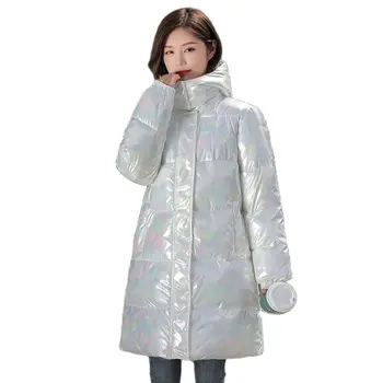 Divat Fényes Téli 2021 Női Kabátok Új Közepes Hosszúságú Kenyér Kabát koreai Verzió Zubbonyok Laza Téli Dzseki Nő
