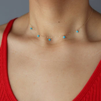 divat nyaklánc női 2017 nyilatkozat bohém ékszerek kék természet kő, gyöngy nyaklánc női ünnepi accessorries