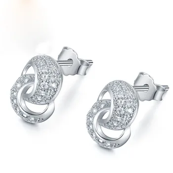 Divat Női Női Party Esküvői Ékszerek, Kiegészítők 925 Sterling Ezüst Geometriai Kereszt Stud Fülbevaló