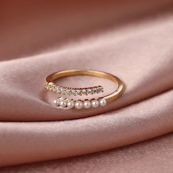 Divat Évfordulóján Nyílt Gyűrűk Nők Geometriai Kerek Gyűrű Utánzás, Gyöngy, Gyűrű, Buli, Esküvő Jewerlry Tartozékok