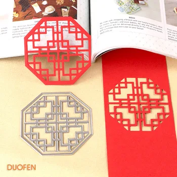 DUOFEN fémforgácsolási MEGHAL hagyományos Kínai oktogon kivágott üreges dombornyomás stencil DIY Scrapbook Papír Album 2018-as új