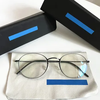 Dánia Márka Tiszta Titán Szemüveg Keret Férfiak Kerek Screwless Ultrakönnyű Felírt Szemüveget A Nők Optikai Szemüveg Oculos De