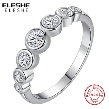 ELESHE S925 Sterling Ezüst Tiszta CZ Mesebeli Csillogó Gyűrűk, a Nők Esküvő, Eljegyzés, Ékszer, Divat, Ajándék