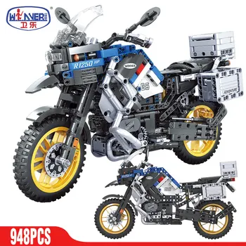 ERBO Műszaki Motorkerékpár-autó Modell építőkövei Sebesség Versenyautó Városi Jármű MOC Motorkerékpár Tégla Készletek, Játékok Gyerekeknek